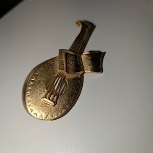Source Unknown Gold Guitar Brooch